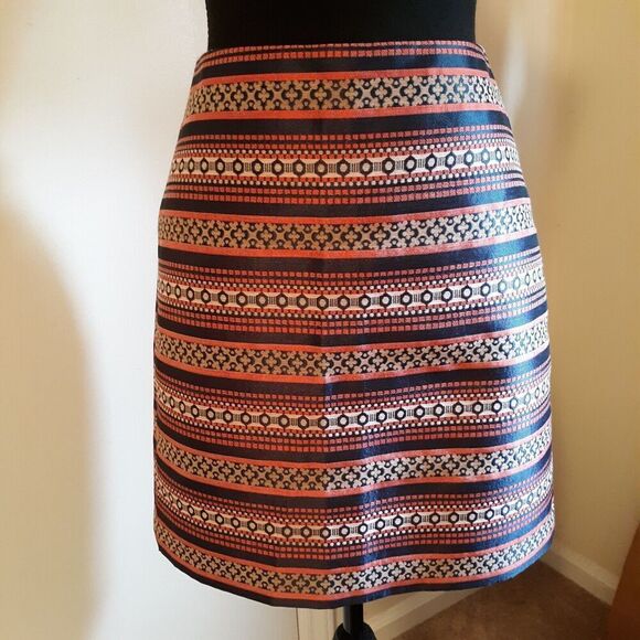 Ann Taylor LOFT Multicolor Striped & Patterned Skirt Women's Size 0 LNC - Picture 1 of 8